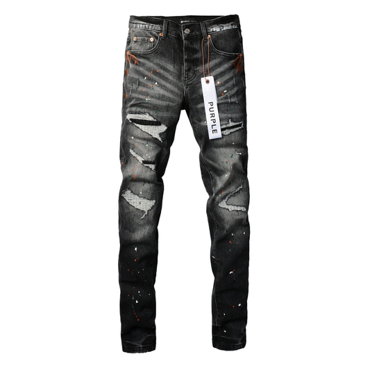 Distressed Paint Jeans